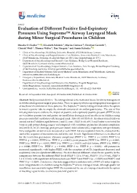 Evaluation of Different Positive End-Expiratory Pressures Using Supreme™ Airway Laryngeal Mask During Minor Surgical Procedure
