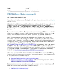 PHYS 212 James Scholar Assignment #4
