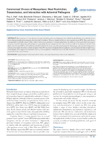 Commensal Viruses of Mosquitoes: Host Restriction, Transmission, and Interaction with Arboviral Pathogens Roy A