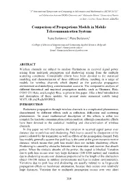 Comparison of Propagations Models in Mobile Telecommunication Systems