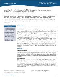 Identification of Enhancer of Mrna Decapping 4 As a Novel Fusion Partner of MLL in Acute Myeloid Leukemia