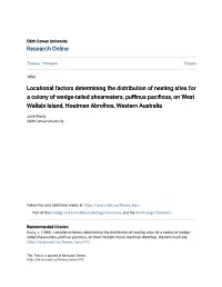 Locational Factors Determining the Distribution of Nesting Sites for A
