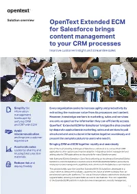 Opentext Extended ECM for Salesforce Solution Overview