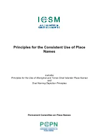 Principles for the Consistent Use of Place Names