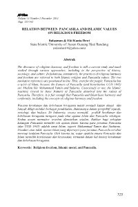 Relation Between Pancasila and Islamic Values on Religious Freedom