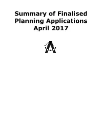 Summary of Finalised Planning Applications