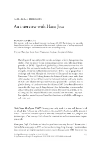 An Interview with Hans Joas