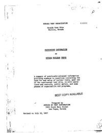 Background Information on Nevada Nuclear Tests