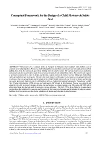 Conceptual Framework for the Design of a Child Motorcycle Safety Seat
