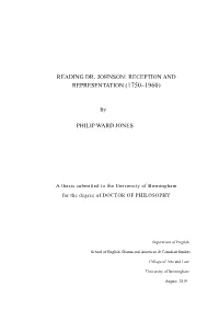Reading Dr. Johnson: Reception and Representation (1750–1960)