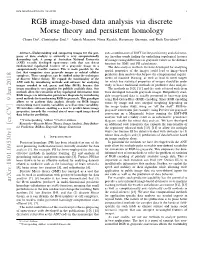 RGB Image-Based Data Analysis Via Discrete Morse Theory and Persistent Homology