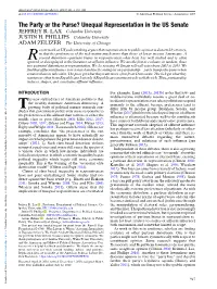 The Party Or the Purse? Unequal Representation in the US Senate JEFFREY R