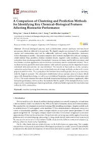 A Comparison of Clustering and Prediction Methods for Identifying Key Chemical–Biological Features Affecting Bioreactor Performance