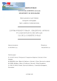 De La Population Enquêtée Section I : Présentation De La Commune D’Oran……………… ……………42