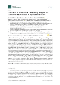 Outcomes of Mechanical Circulatory Support for Giant Cell Myocarditis: a Systematic Review