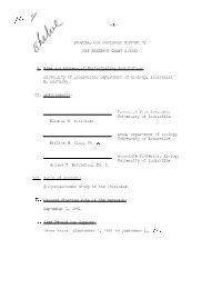 Proposal for Continued Support of Nsf Research Grant G13261