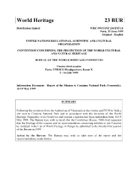 Report on the Mission to Canaima