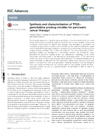 Synthesis and Characterization of TPGS–Gemcitabine Prodrug