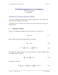 13.012 Hydrodynamics for Ocean Engineers Reading #3