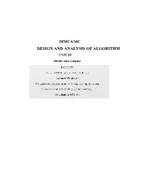 18MCA34C DESIGN and ANALYSIS of ALGORITHM UNIT III Divide and Conquer