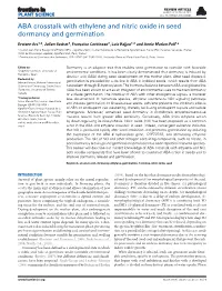 ABA Crosstalk with Ethylene and Nitric Oxide in Seed Dormancy and Germination