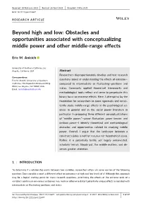 Beyond High and Low: Obstacles and Opportunities Associated with Conceptualizing Middle Power and Other Middle‐Range Effects