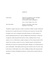 Empathy in Parents and Children: Links to Preschoolers’ Attachment and Aggression