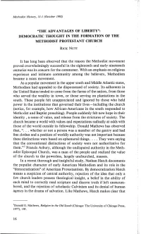 It Has Long Been Observed That the Reason the Methodist Movement