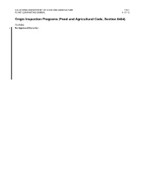 Origin Inspection Programs (Food and Agricultural Code, Section 6404)