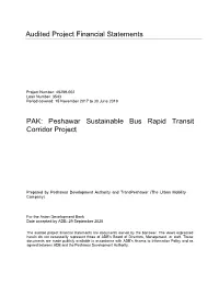 Peshawar Sustainable Bus Rapid Transit Corridor Project