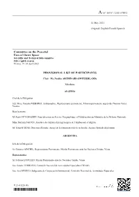 2103220* Committee on the Peaceful Uses of Outer Space PROVISIONAL LIST of PARTICIPANTS
