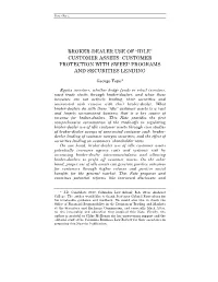 Broker-Dealer Use of “Idle” Customer Assets: Customer Protection with Sweep Programs and Securities Lending