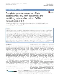 Complete Genome Sequence of Lytic Bacteriophage RG-2014 That Infects