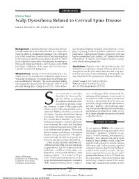 Scalp Dysesthesia Related to Cervical Spine Disease