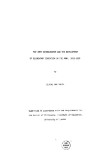 The Army Schoolmaster and the Development of Elementary Education in the Army, 1812-1920