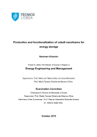 Production and Functionalization of Cobalt Nanofoams for Energy Storage Energy Engineering and Management