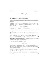 Class 1/28 1 Zeros of an Analytic Function