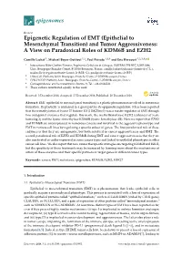 Epigenetic Regulation of EMT (Epithelial to Mesenchymal Transition) and Tumor Aggressiveness: a View on Paradoxical Roles of KDM6B and EZH2
