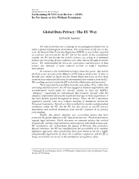 Global Data Privacy: the EU Way 8 Forthcoming 94 NYU Law Review -- (2019) Do Not Quote Or Cite Without Permission