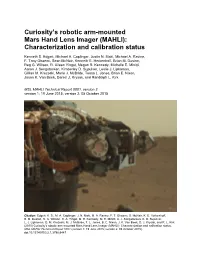 MAHLI): Characterization and Calibration Status
