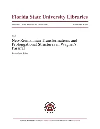 Neo-Riemannian Transformations and Prolongational Structures in Wagner's Parsifal Steven Scott Baker