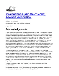 1000 Doctors (And Many More) Against Vivisection