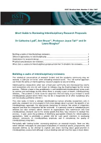 A Short Guide to Reviewing Interdisciplinary Research