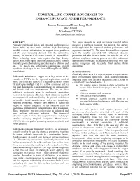 Controlling Copper Roughness to Enhance Surface Finish Performance