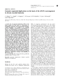 Genomic Segmental Duplications on the Basis of the T(9;22) Rearrangement in Chronic Myeloid Leukemia
