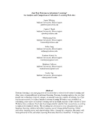 Just How Extreme Is Adventure Learning? an Analysis and Comparison of Adventure Learning Web Sites