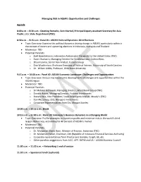 Managing Risk in ASEAN: Opportunities and Challenges