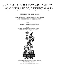 Propers of the Mass Set to Psalm Tones