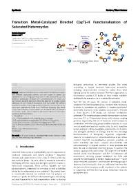 Transition Metal-Catalyzed Directed C(Sp3)–H Functionalization of Saturated Heterocycles