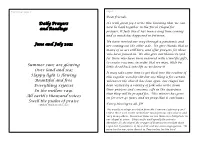 Daily Prayers and Readings June and July 2021 Summer Suns Are